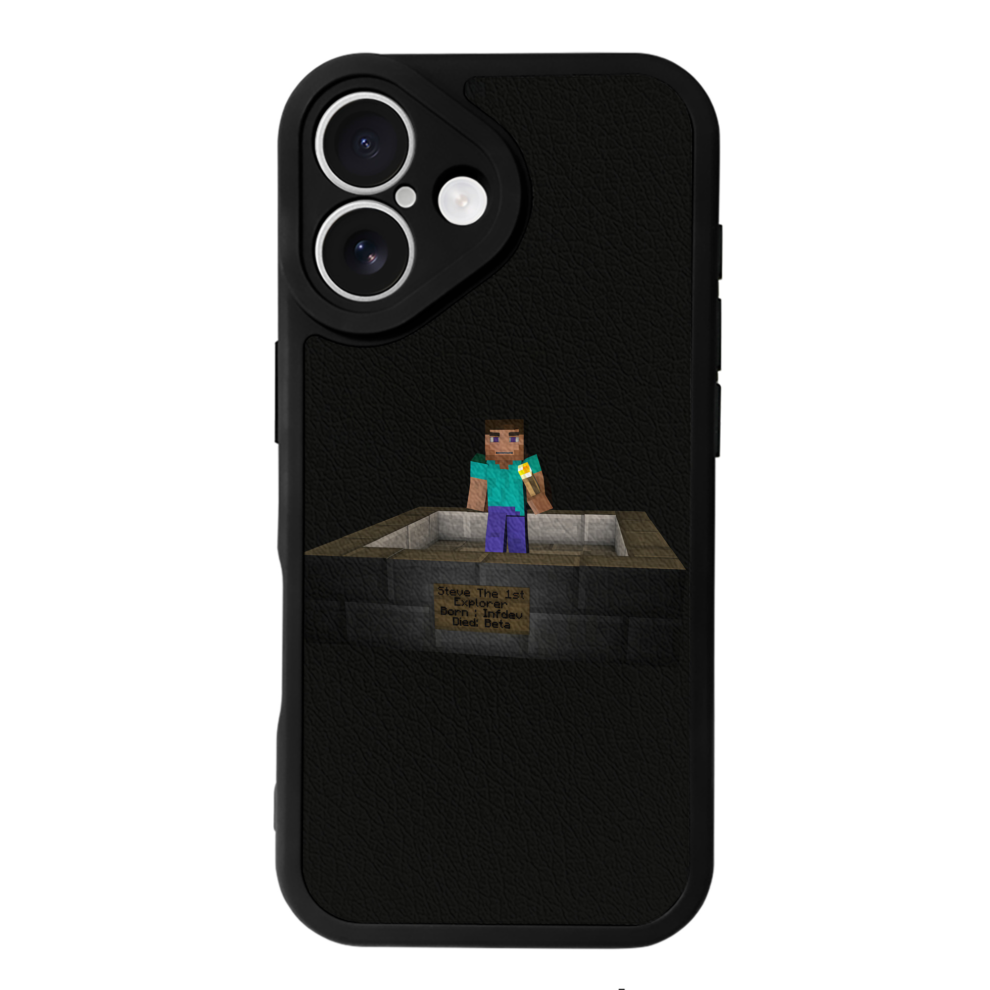 （画像用） マインクラフト ブロックの世界 Minecraft MC Block world 【iPhone 16シリーズ対応】シリコンスマホケース（レザー調） 材質：シリコン